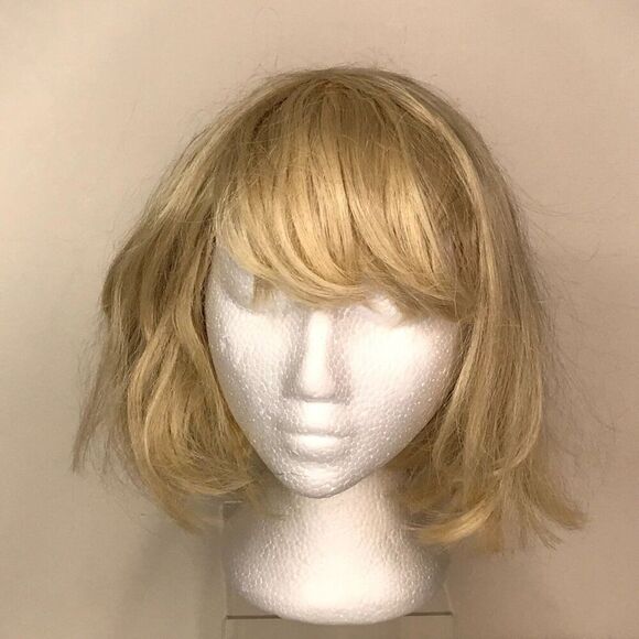 Wig Platinum Medium Blonde Bob Theater Halloween Costume Cosplay Glam Hollywood - Picture 1 of 7
